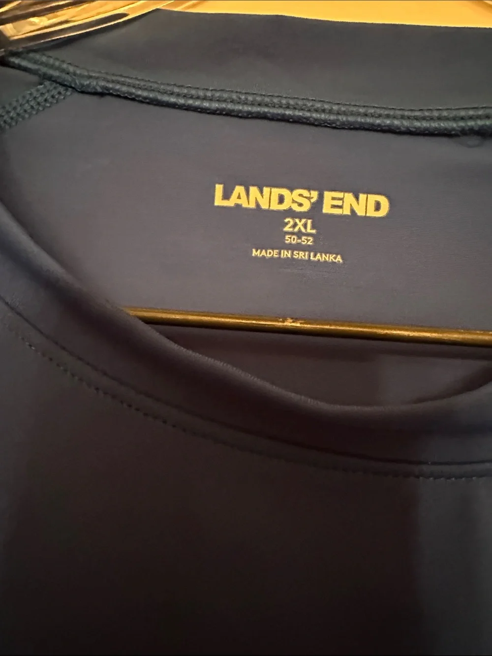 Lands' End Royal Blue & Navy Athletic Crewneck Swim Top Sun Protection